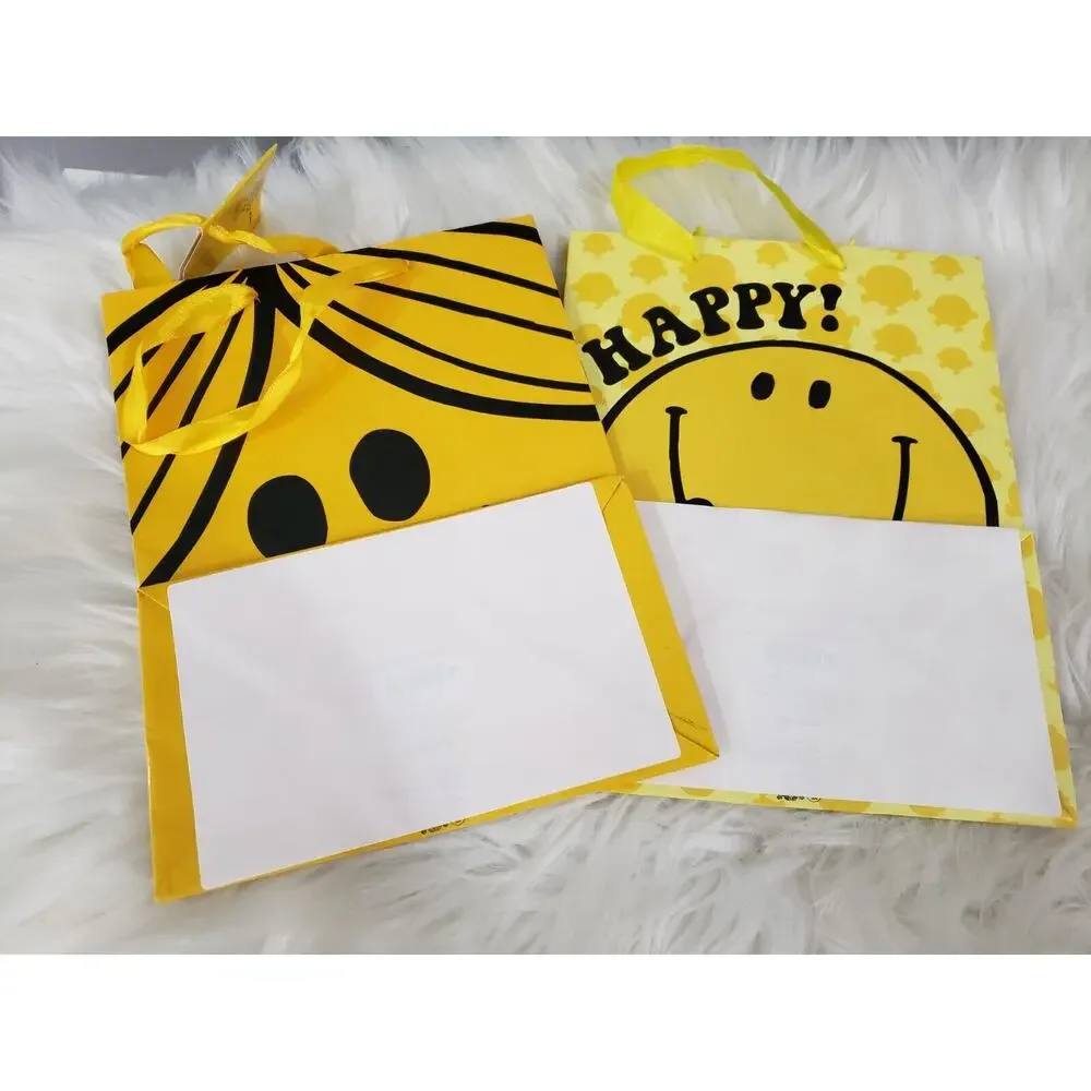 MR HAPPY SUNSHINE MR MEN LITTLE MISS SMILEY FACE GIFT BAGS lot of‎ 2 party favor